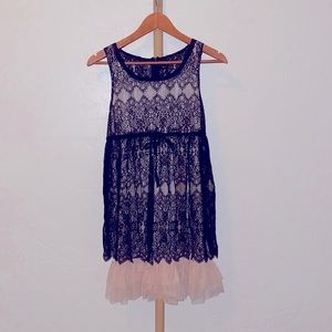 LBD black lace with pink details
